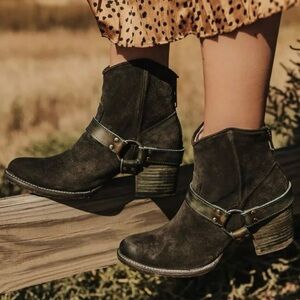 Olive Green : Freebird Suede  Ankle Boots